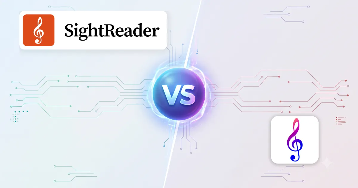 SightReader and Music Tutor logos either side of a “VS” emblem