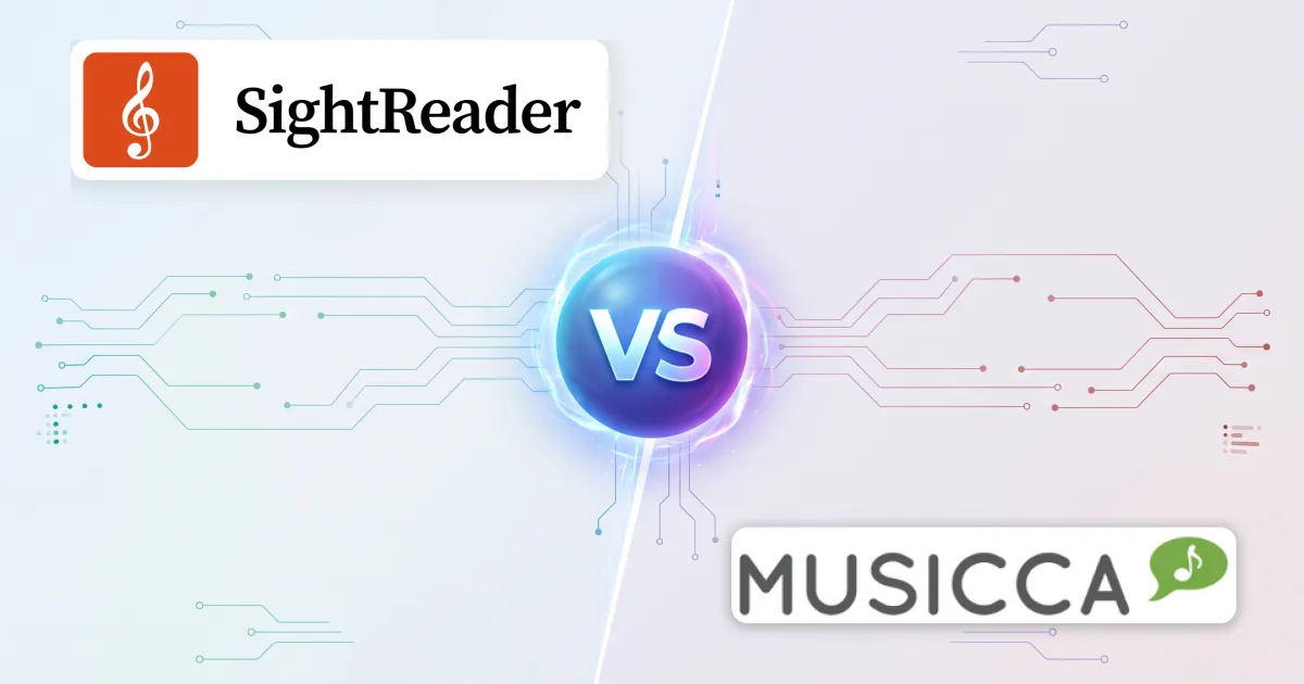 SightReader and Musicca either side of a “VS” emblem