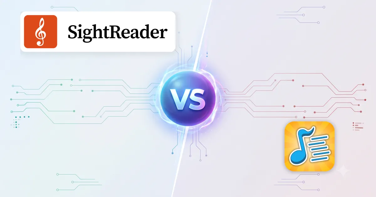 SightReader and Note Rush logos either side of a “VS” emblem