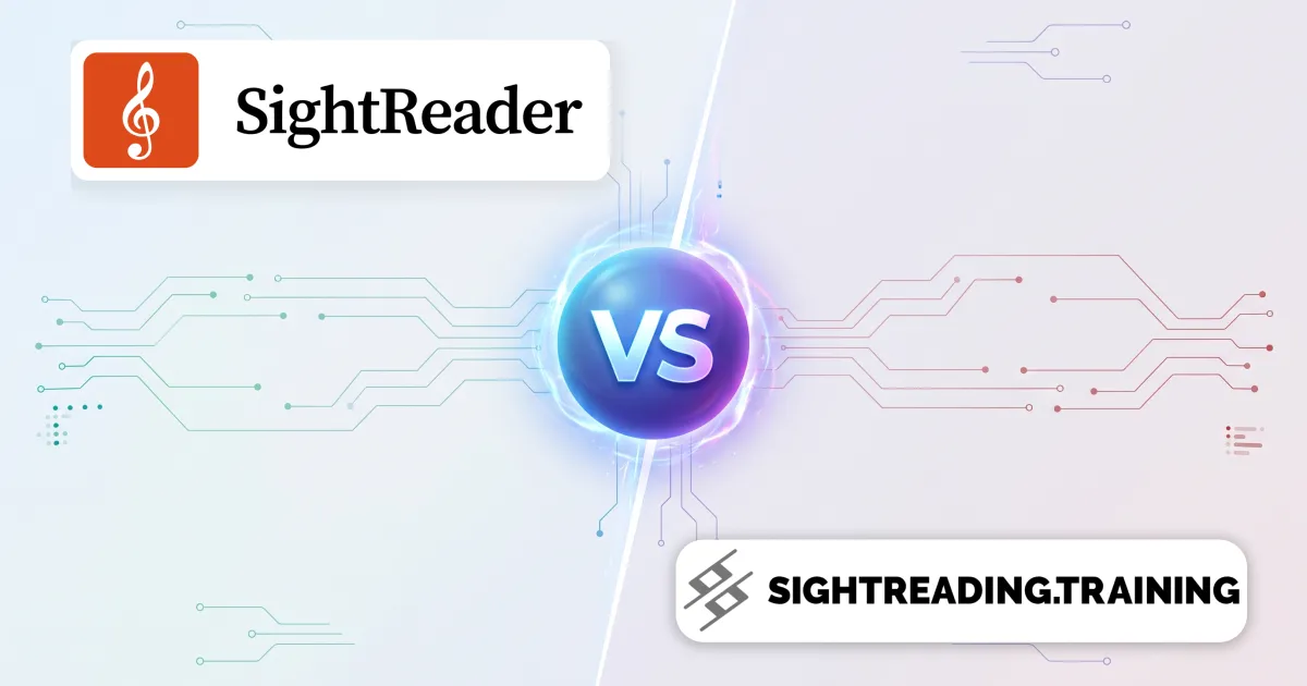 SightReader and sightreading.training either side of a “VS” emblem